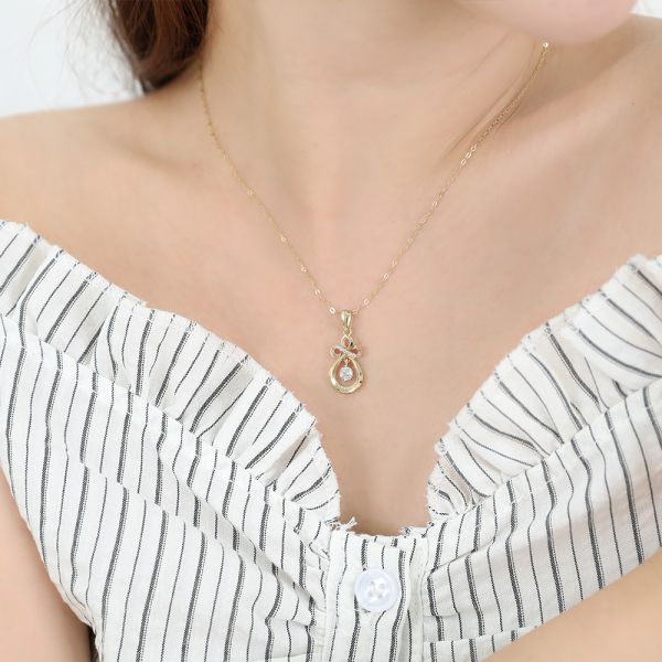 14k 목걸이 펜던트 리본 목걸이 드롭 큐빅 목걸이 금목걸이 연장줄 골드 데일리 여자 여성 체인 목걸이 옐로우 560,070원