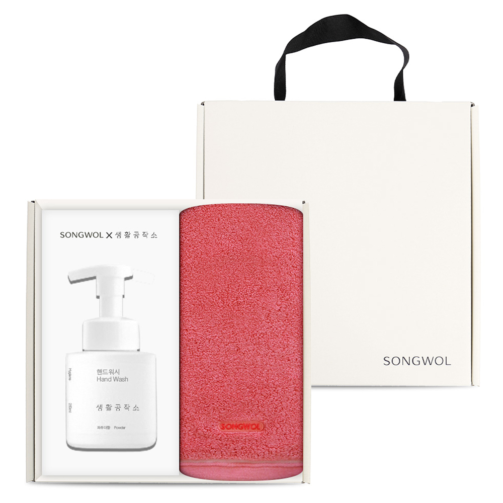 송월타올 × 생활공작소 프리즘 호텔수건 170g  30수 코마사 + 핸드워시 250ml 선물세트 11,920원