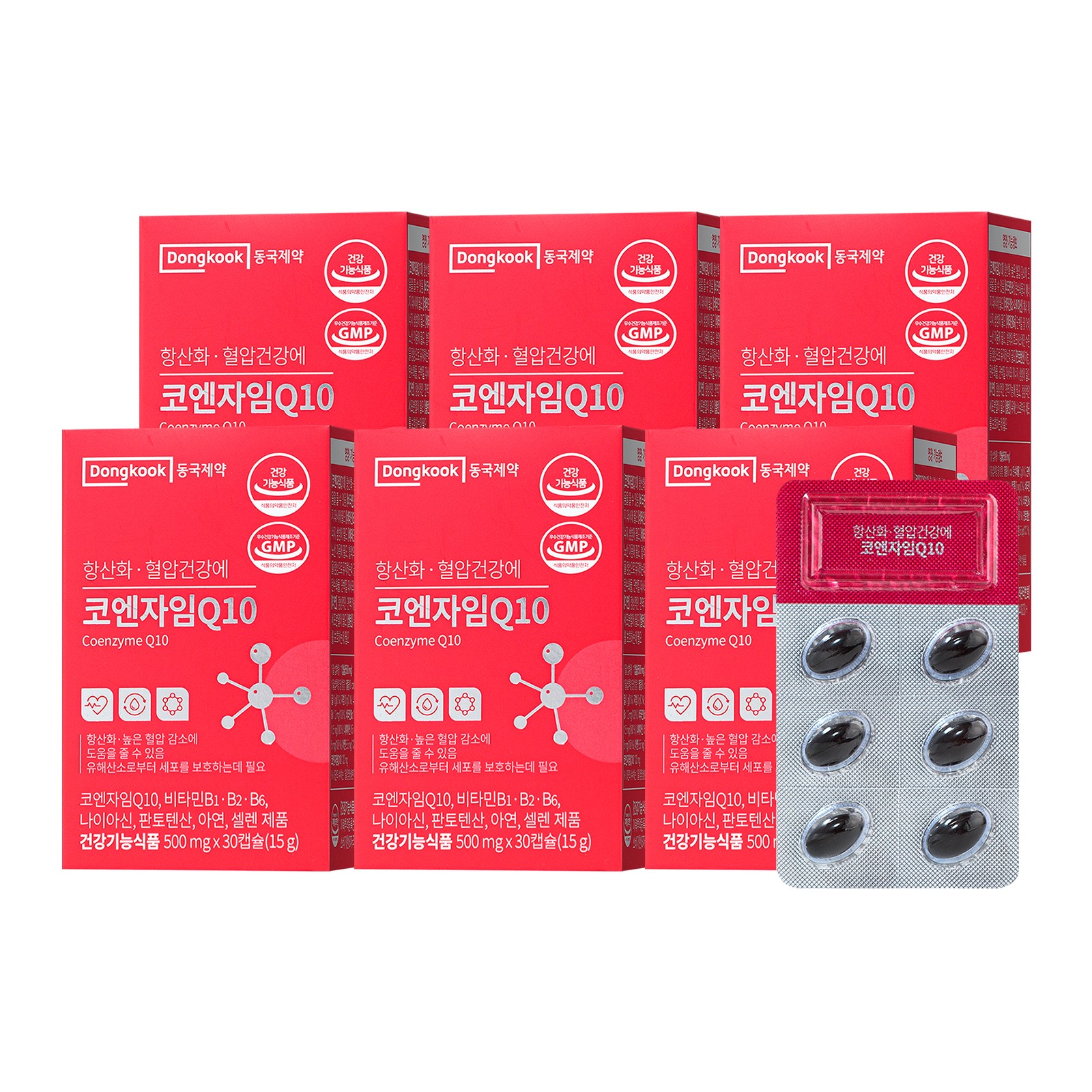 동국제약 항산화 혈압건강에 코엔자임큐텐(Q10) 500mg x 30캡슐 6박스 6개월분, 30정, 6개 103,940원
