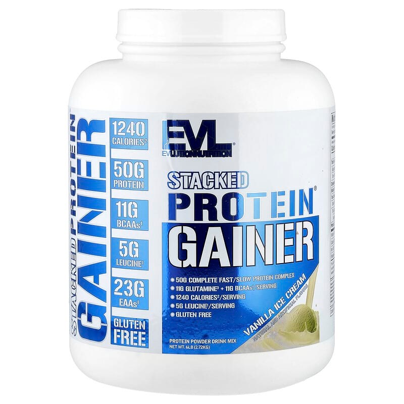 EVLution Nutrition, Stacked Protein® Gainer, 바닐라 아이스크림, 2.72kg(6lb) Nutrition (이블루션 뉴트리션) 59,930원