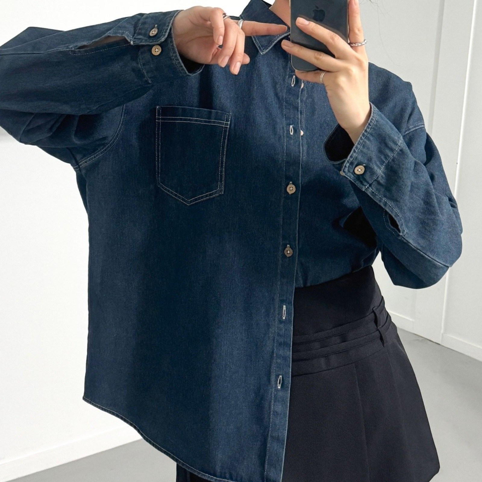 (무배)남여 공용 봄 가을 데님 오버핏 청방 셔츠 (진청 중청) 16,900원