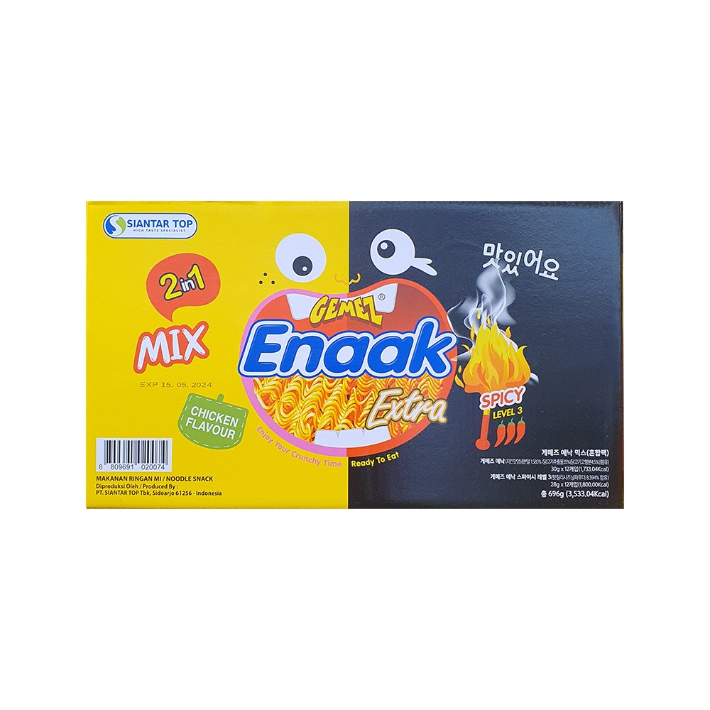 게메즈 에낙 라면스낵 믹스팩 696g (에낙12입 + 스파이시12입) 15,100원