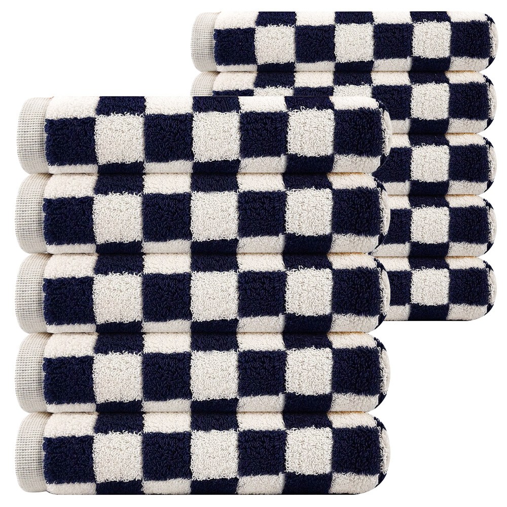 코튼앨리 선염 디자인 호텔수건 40수 200g 코마사 최고급 타올, 10개, 블루체크 55,810원