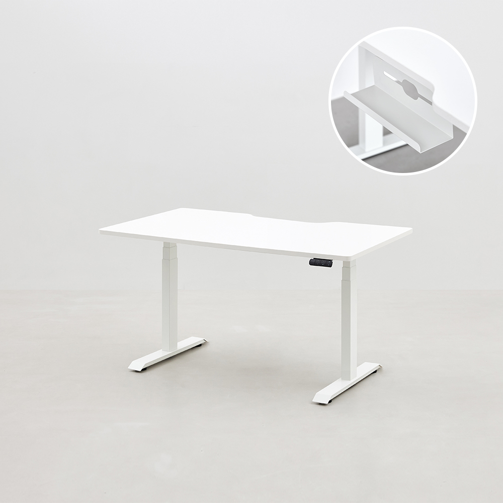 [두닷] 콰트로 모션데스크 멀티탭형 3단 1400x800, 에어화이트(상판)+화이트(프레임) 875,000원