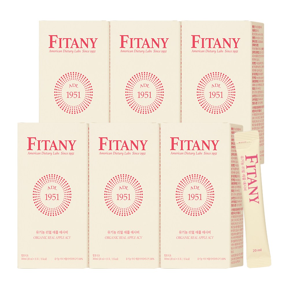 [FITANY] 피타니 유기농 리얼 애플 애사비 자연발효 애플사이다비니거 100%, 6박스, 300ml 193,500원