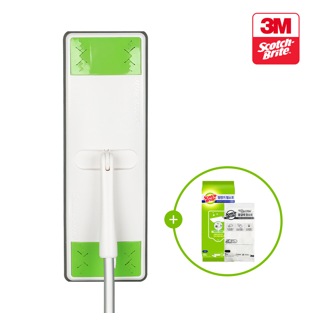 3M 스카치 브라이트 올터치 막대걸레 대형+정전기 청소포 10매+물걸레 청소포 1매 24,100원