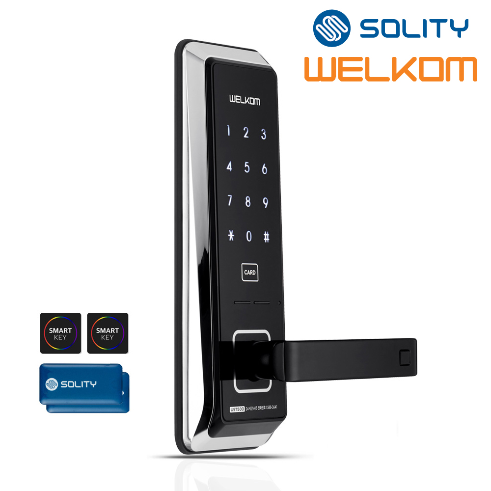 솔리티 무타공도어락 [전국설치] 웰콤 WST500 카드키4개 번호키 즉시잠김 마스터기능 현관문 디지털도어락, -웰콤 WST500 전국설치(B지역), 방문설치 140,000원