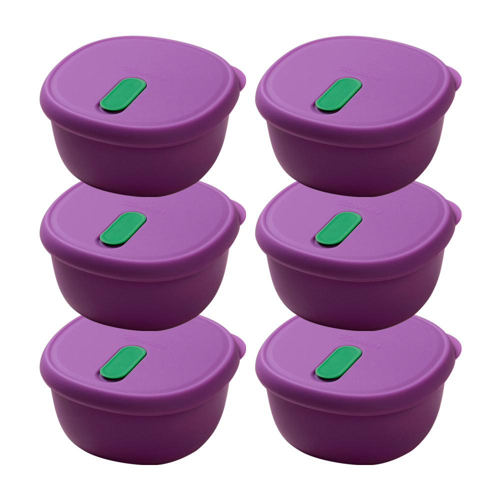 국산 냉동밥보관용기 실리콘밥팩 전자레인지 밀폐 소분용기 350ml, 그레이프, 6개 42,000원