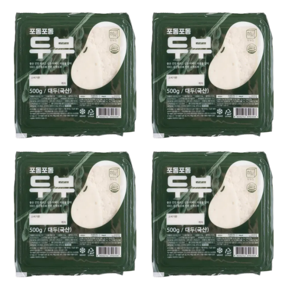 [정담두부집] HACCP 100%국산콩 수제두부 포동포동 손두부, 500g, 4개 23,000원