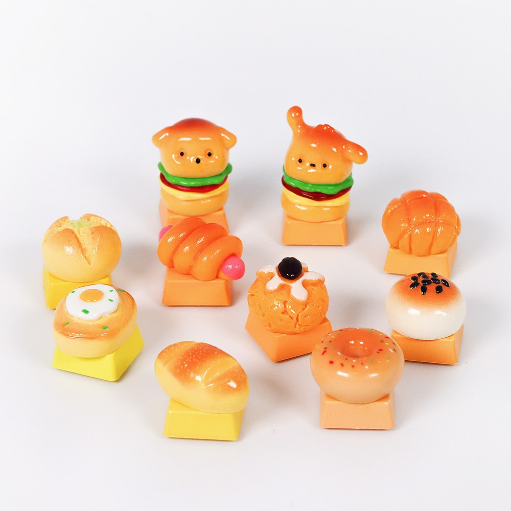 장우컴퍼니 [10종 세트]귀여운 햄버거 빵 캐릭터 기계식 키보드 포인트 키캡 10종 세트 25,000원