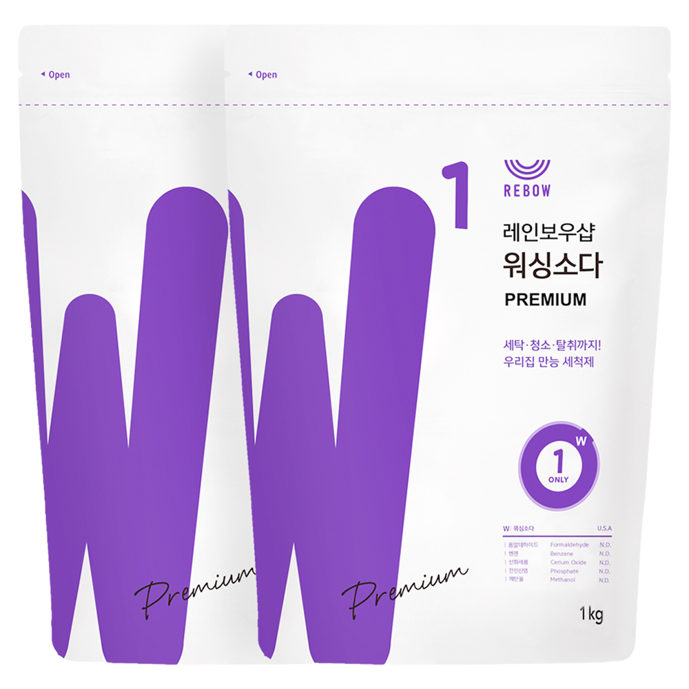 레인보우샵 프리미엄 워싱소다 세탁세제 리필, 1kg, 2개 10,690원