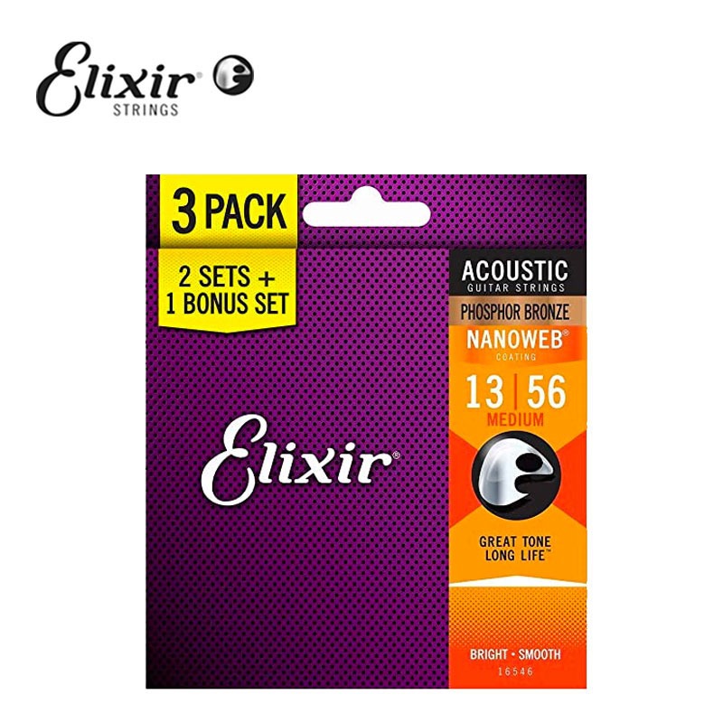 엘릭서 3팩 나노웹 포스포브론즈 미디엄 16546 Elixir 통기타 스트링 13-56 70,000원