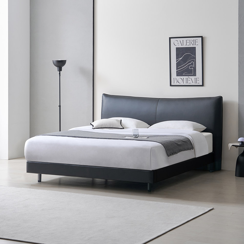 라로퍼니처 스테디 1500 1800 가죽 호텔식 Q LK 침대 + 독립 매트리스 포함 퀸 라지킹 프레임, 블랙 771,000원