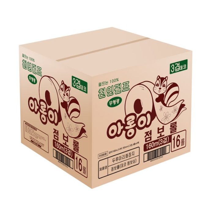 한아름산업 아롱이 무형광 천연펄프 점보롤 화장지 3겹 160m 16롤 61,100원