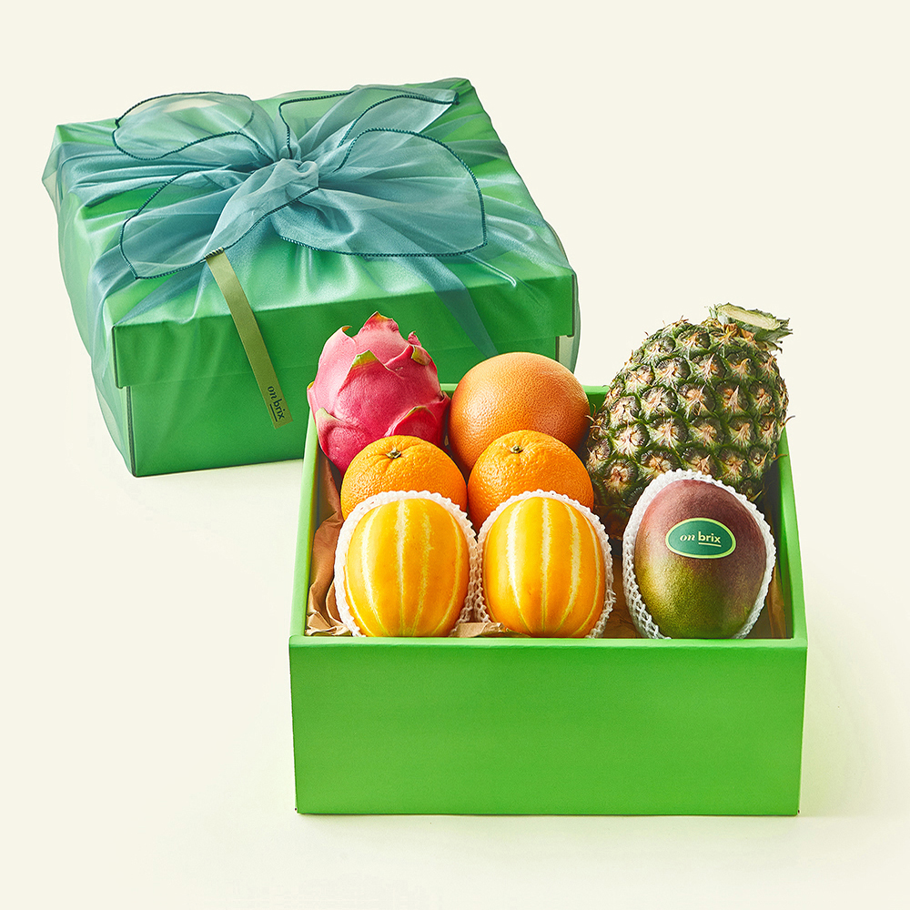 [로켓프레시] 온브릭스 과일 6종 선물세트 민트 2호 3.56kg 고급보자기 포함 59,990원