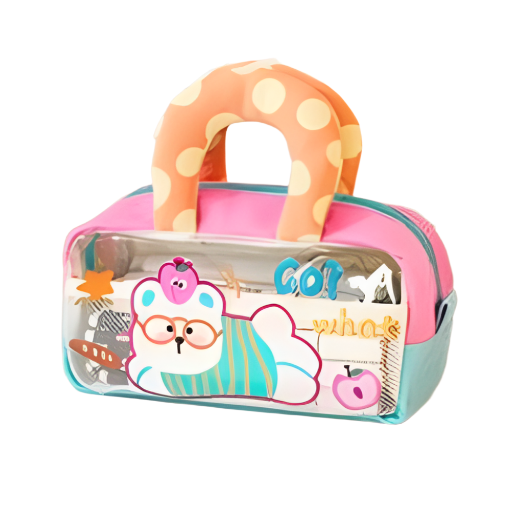 레아채 패턴손잡이 파우치 필통, 1개, 오렌지도트 10,000원