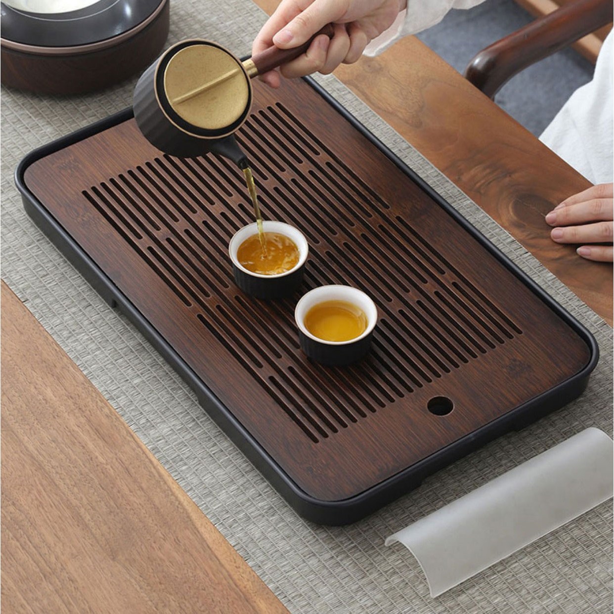 티트레이 차트레이 받침대 다기 다도 대다무 차판, 검정(대형), 1개, 티판 33,900원