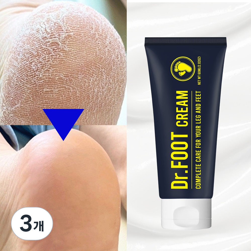 닥터풋 발 냄새 뒤꿈치 복숭아뼈 발바닥 굳은살 각질 제거 연화 갈라짐 보습 풋 케어 발 크림, 1개입, 3개, 60ml 40,050원