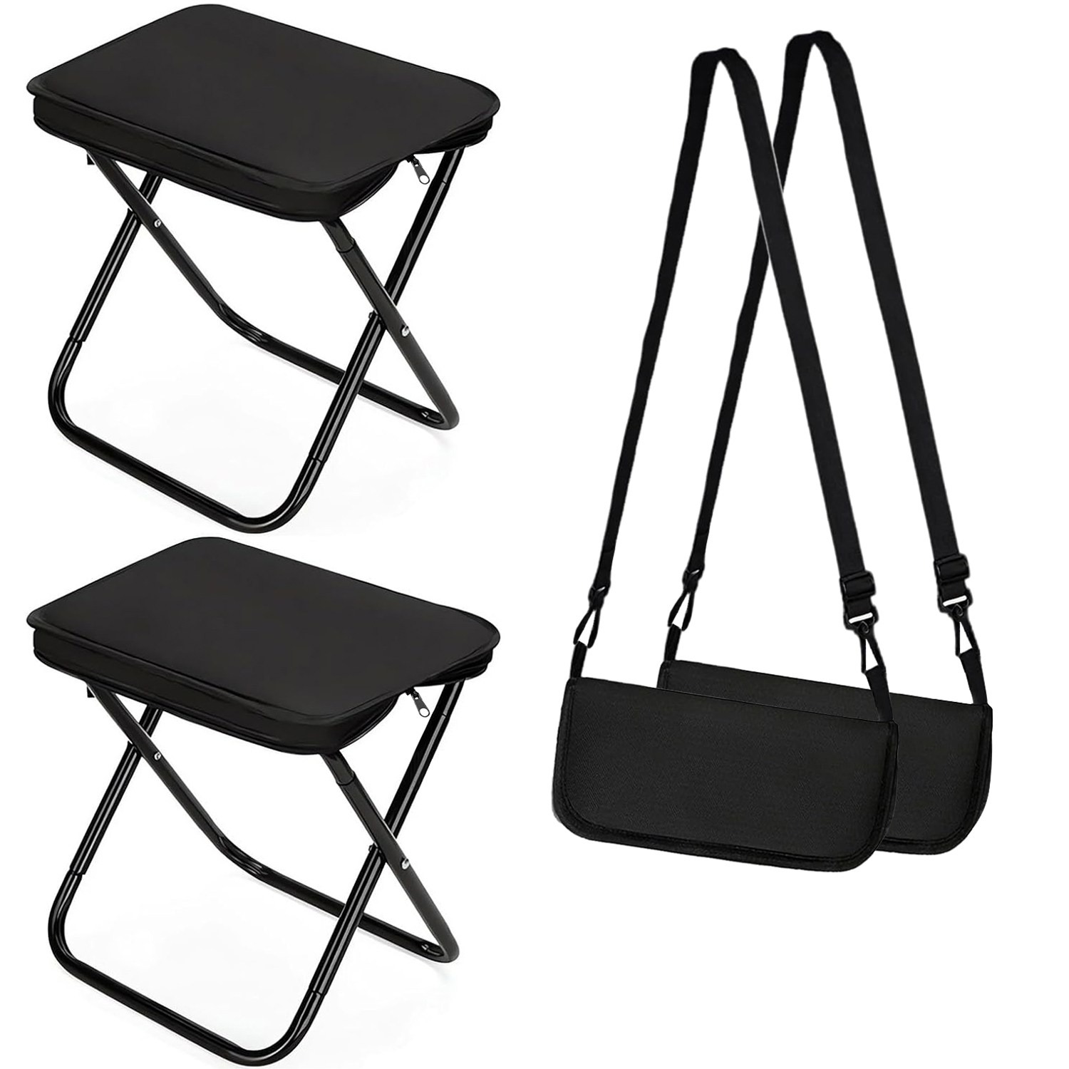 오토림 크로스백 휴대용 접이식 의자 310g 초경량 미니의자 캠핑 낚시 웨이팅 필수템, 2개, 블랙 21,900원