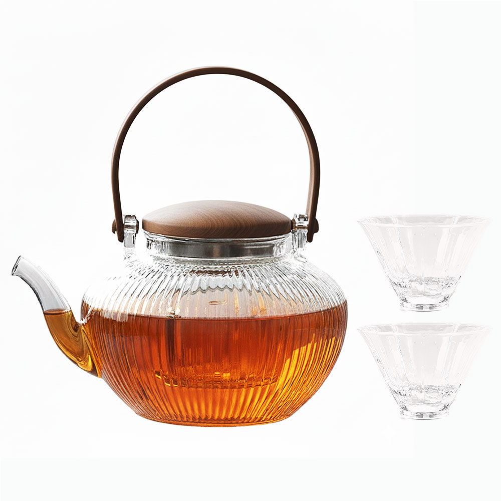 웜쿨러 크리스탈 우드 티팟 차주전자+찻잔 2p 세트, 1세트, 750ml, 투명 49,800원