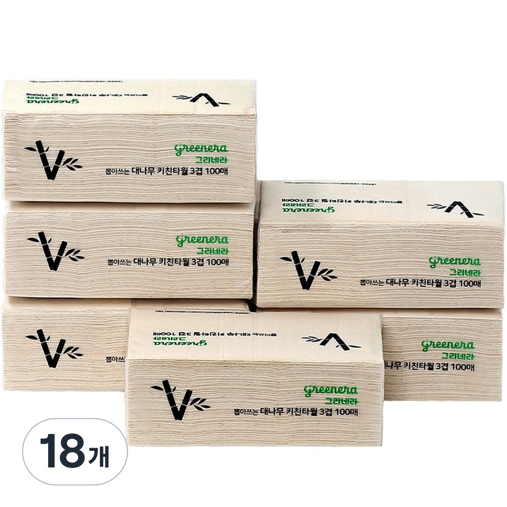 그리네라 먼지없는 무표백 뽑아쓰는 3겹 대나무키친타올 24,900원