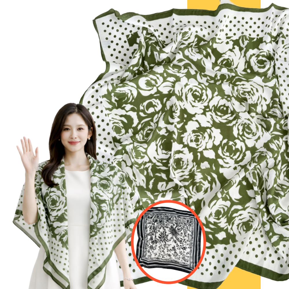 디어태리 프리미엄 데일리 명품정사각숄 스카프 2종세트(블랙공통,스카프링포함) 27,900원