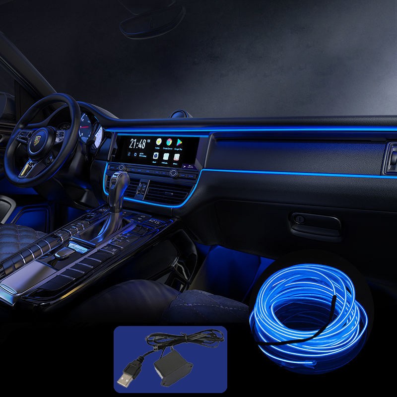 Meyuge 차량용 엠비언트 무소음 엠비언트라이트 라이트 광섬유 무드등 LED DIY 무드조명, 1개, 푸른 색 17,800원