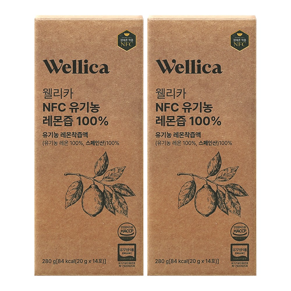 웰리카 레몬즙 레몬수 NFC 유기농 레몬즙100% 20g x 14포 23,750원