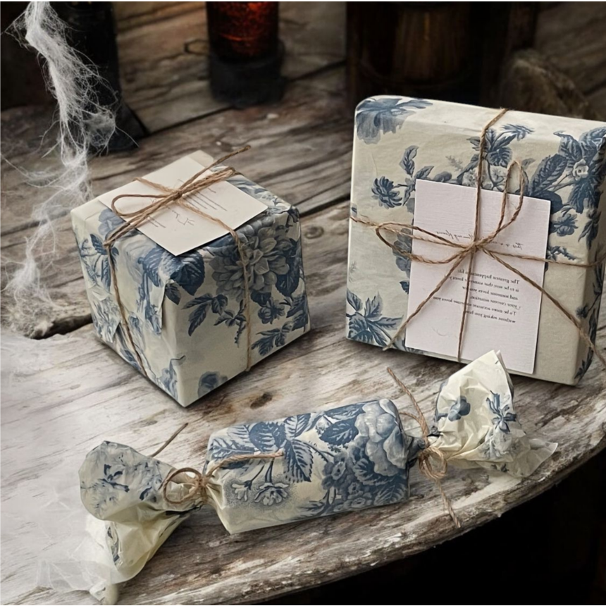 빈티지 감성 블루 플라워 선물포장지 서프라이즈 생일 베이비 샤워 웨딩 파티 장식 꽃다발 포장페이퍼 5p세트 10,900원