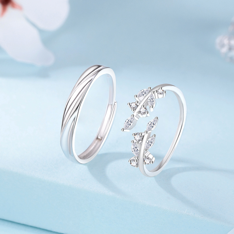 로맨틱 나뭇잎 디자인 S999 실버 커플 반지 여성 남성용A 100,720원