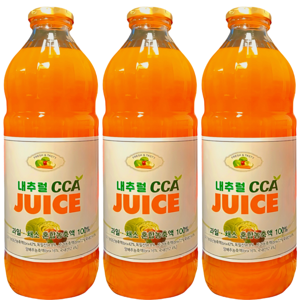 천보바이오 내추럴CCA주스 3000ml 초 대용량 당근 사과 양배추 해독주스, 3개, 1L 18,700원