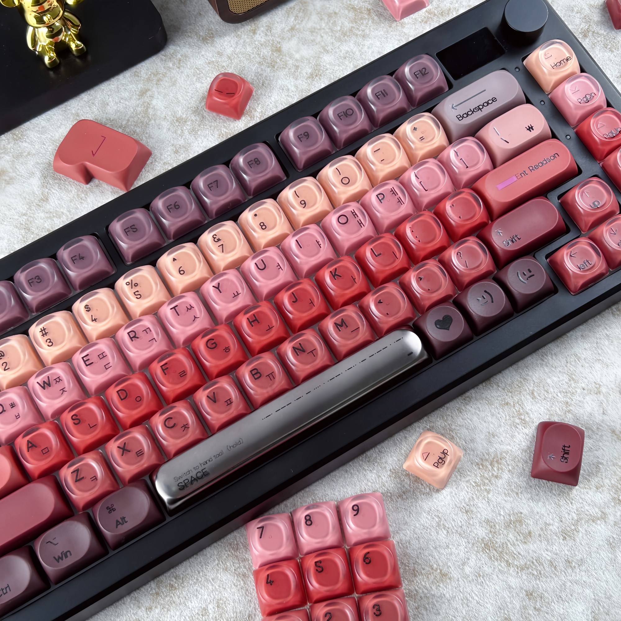 MAIMOOO 립스틱 한국어 키캡 HOA 프로필 PBT+PC 소재 매트 질감 반투명 레드 레트로 한글 키캡, MX 스위치용 기계식 키보드 29,100원