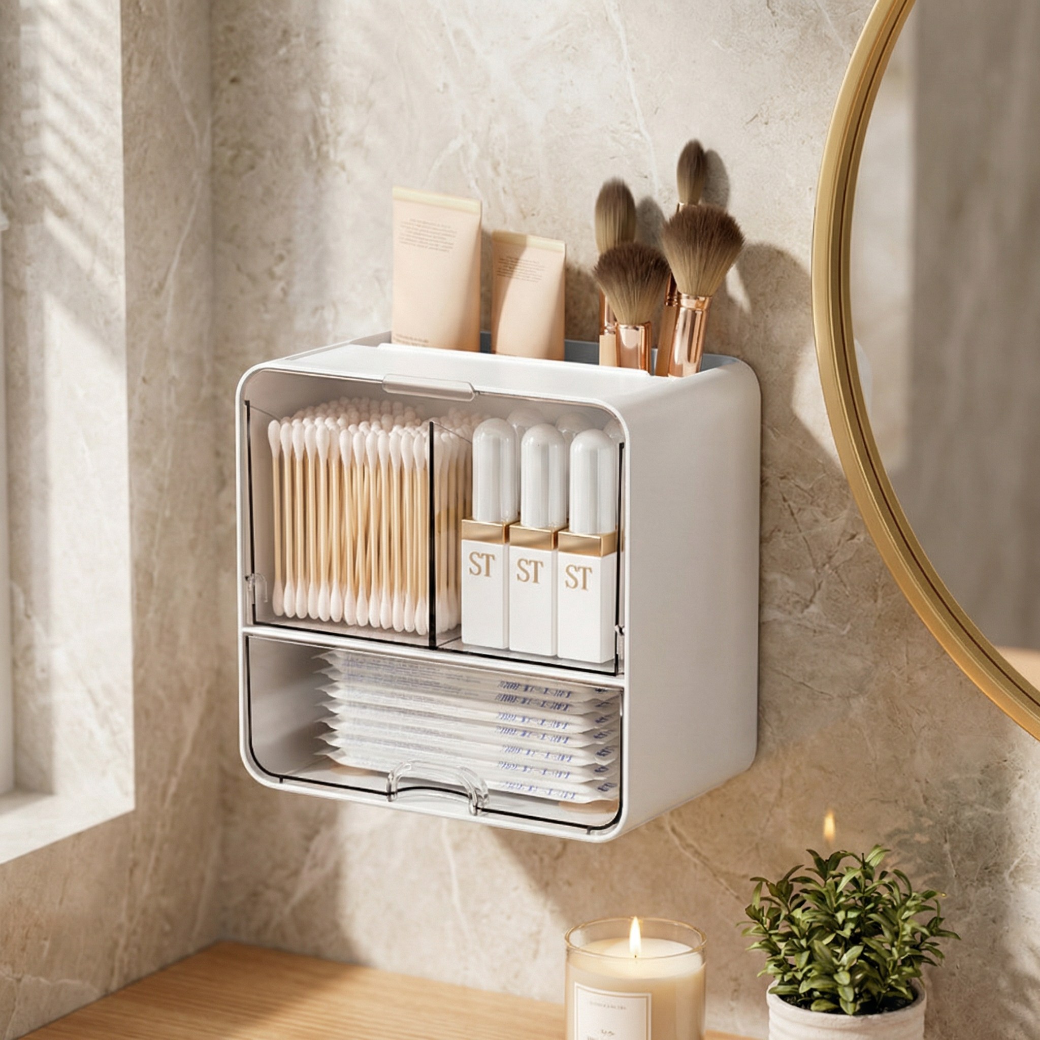 셀릭스 벽걸이형 다용도 수납함 화장대 욕실 책상 정리함, 화이트, 1개 21,800원