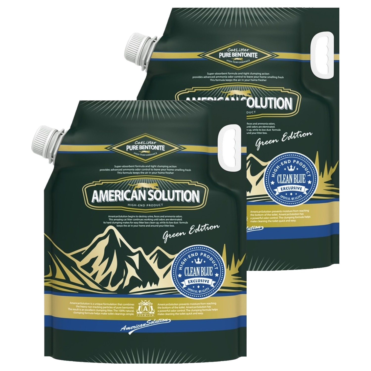 아메리칸솔루션 응고형 그린에디션 고양이 모래, 9.07kg, 2개, 클린블루 50,600원