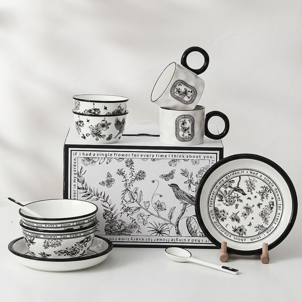 메블르 가든 2인 도자기 식기 선물세트 공기 (2P)+대접 (2P)+접시 (2P)+머그컵 (2P)+숟가락 (2P)+선물박스 포장, 1세트, 2인 식기 10P, 가든 58,900원