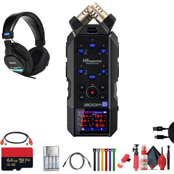 휴대용 녹음기 레코더 Zoom H6essential 6트랙 32비트 플로트 오디오 번들 MDR-7506 프로페셔널 스테레오 헤드폰 포함 + 기타 822,600원