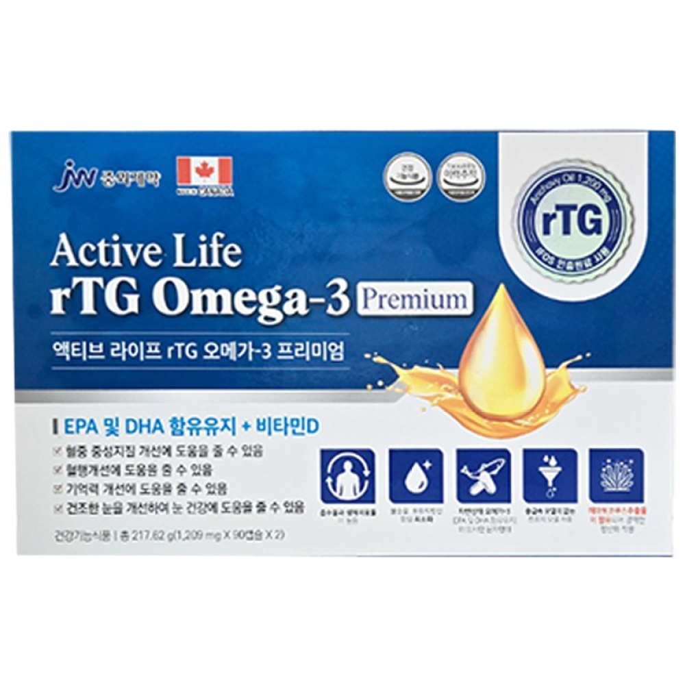 액티브라이프 rTG 오메가3 180캡슐 jw중외제약 80,000원