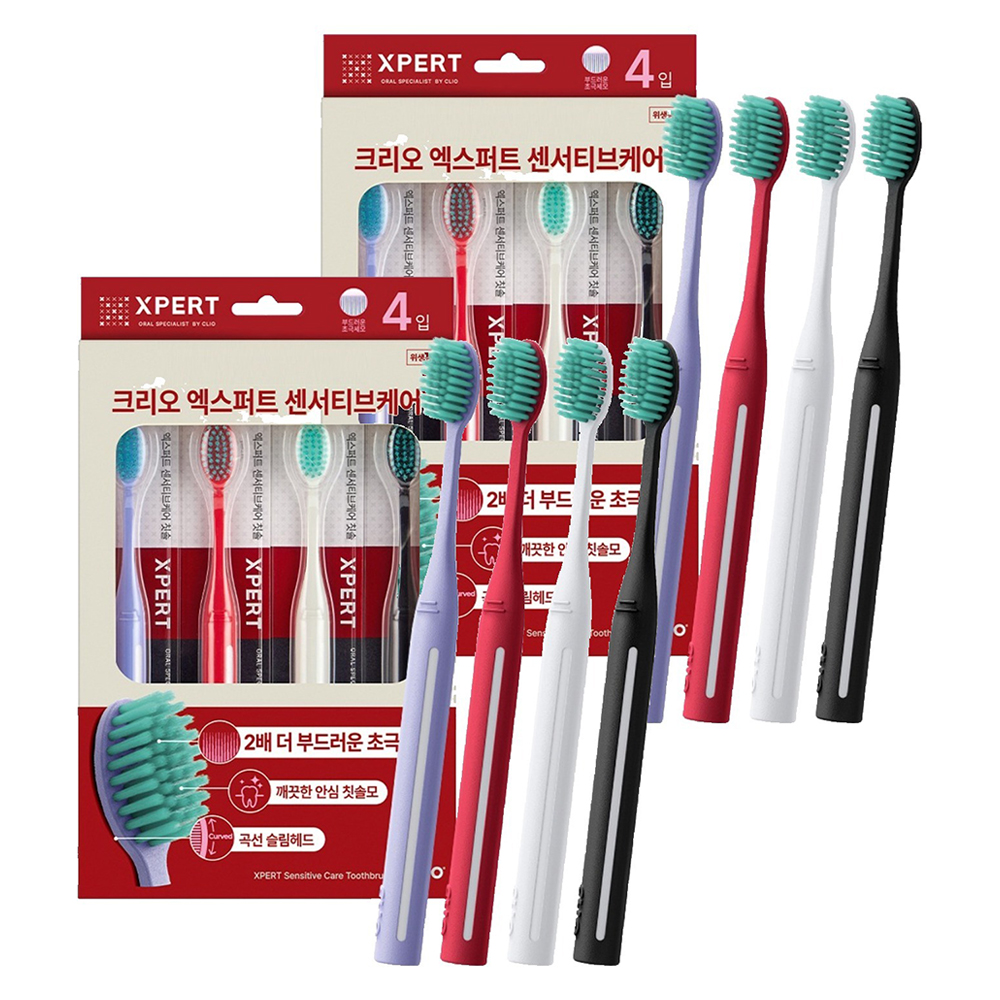 크리오 엑스퍼트 센서티브 잇몸케어 초극세모 칫솔, 4개입, 2개 9,710원