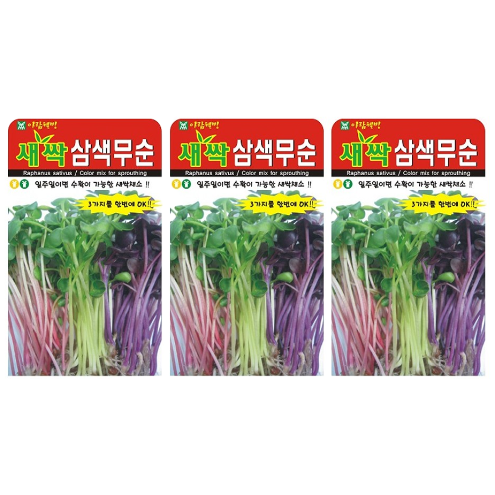 새싹 삼색무순 씨앗 (합 90g) 새싹씨 소독되지 않은 씨앗, 3개 8,980원