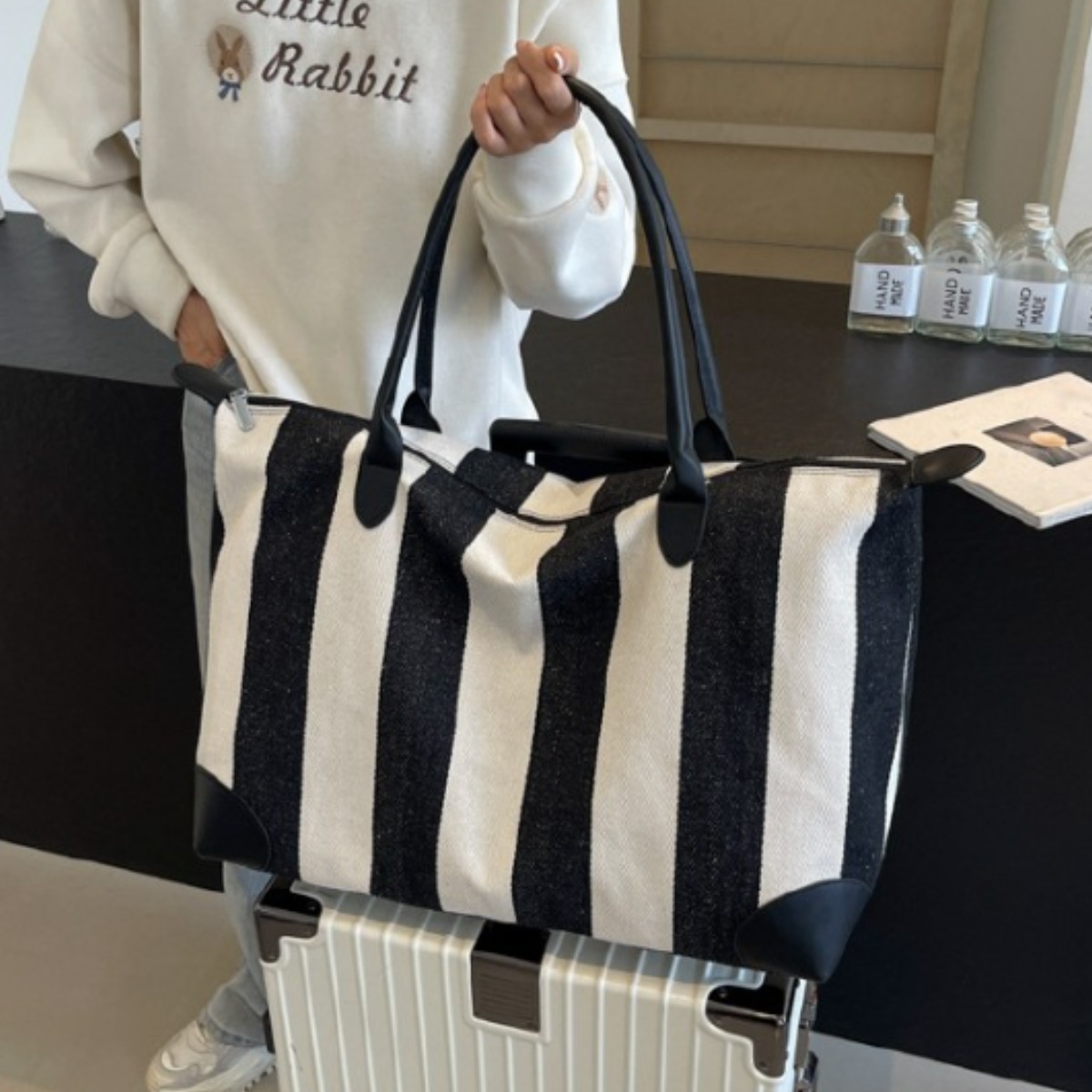 훈이네 여행용 케리어 결합 대형 스트라이프 보스턴백 캐리어보조가방 62,700원