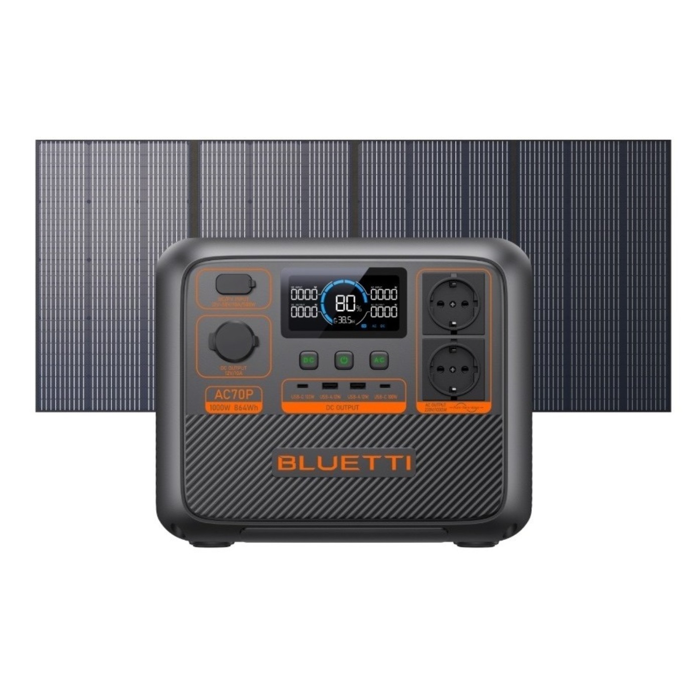 BLUETTI블루에티 AC70P 올인원 인산철파워뱅크 864Wh 1000W+PV350 [350W] 접이식 태양광패널 1,708,000원