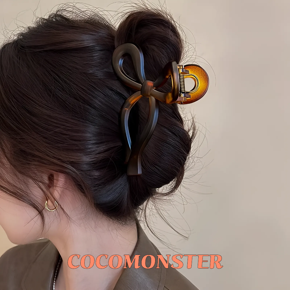 COCOMONSTER 프리미엄 무광 리본 올림머리 헤어 집게핀 반머리 헤어핀 11cm 12,900원