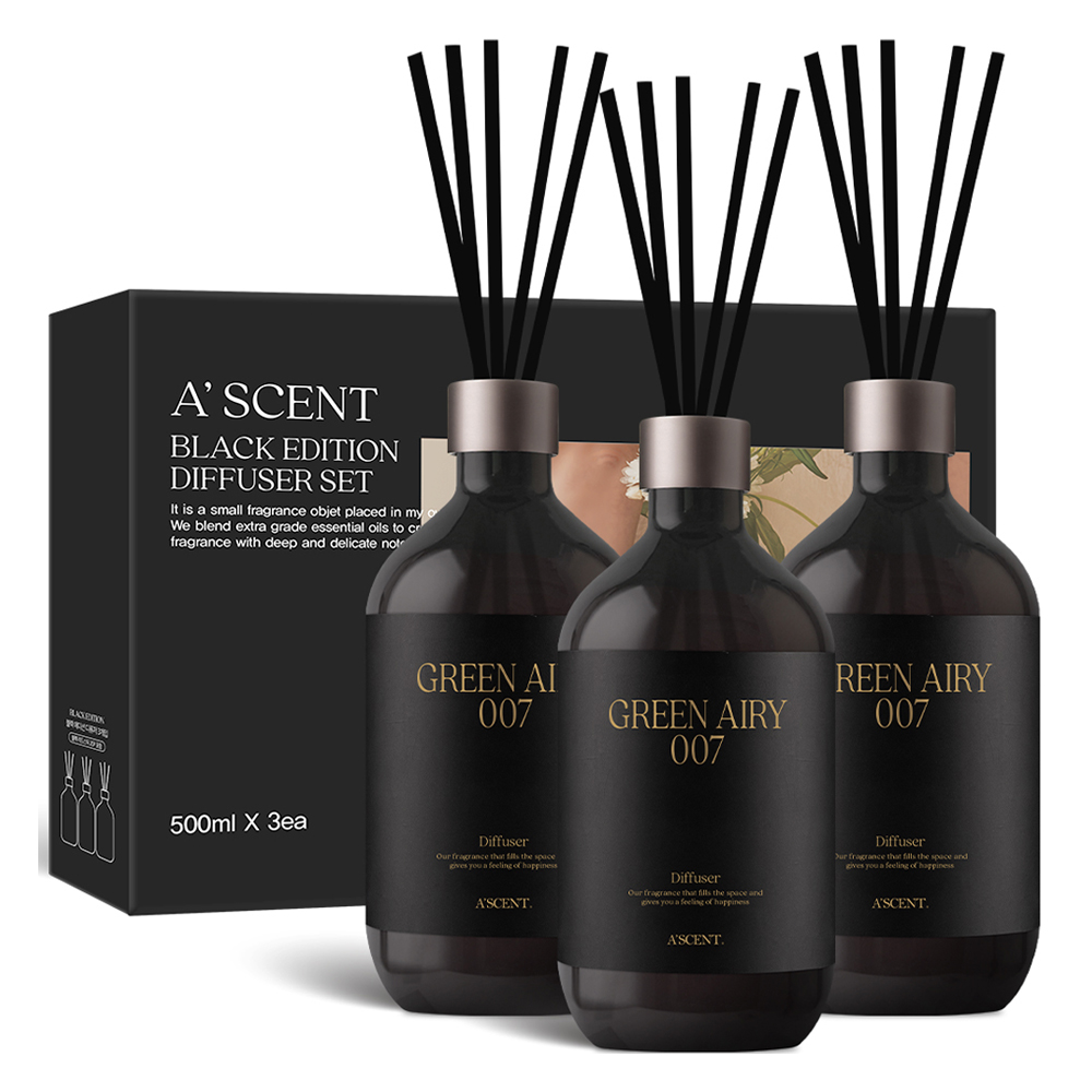 에이센트 블랙 에디션 디퓨저, 그린에어리, 500ml, 3개 26,800원