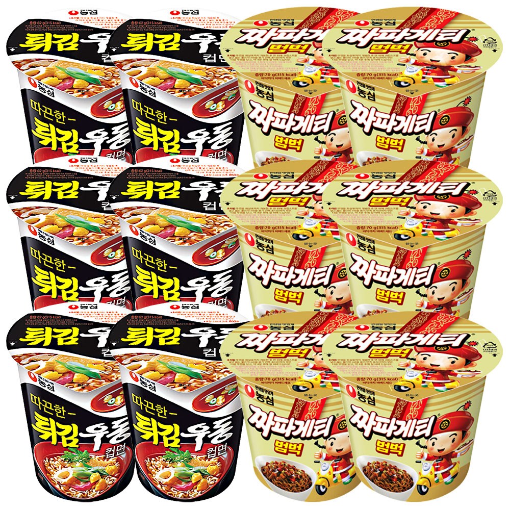 농심 컵라면 소컵 작은컵 짜장범벅컵6개+ 튀김우동컵6개 26,250원