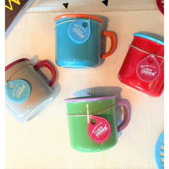 예쁜 투톤컬러 멀티플 카페 도자기머그컵 4컬러, 레드, 1개 12,900원