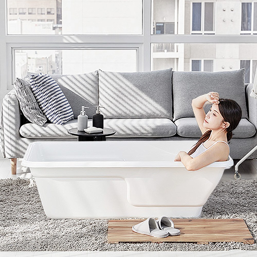 [욕조전문/국내산] 퍼스파 1인용 위생기기전용 아크릴 이동식욕조 등받이 S라인 반신욕 간이욕조 7kg, 1개, 화이트 143,000원