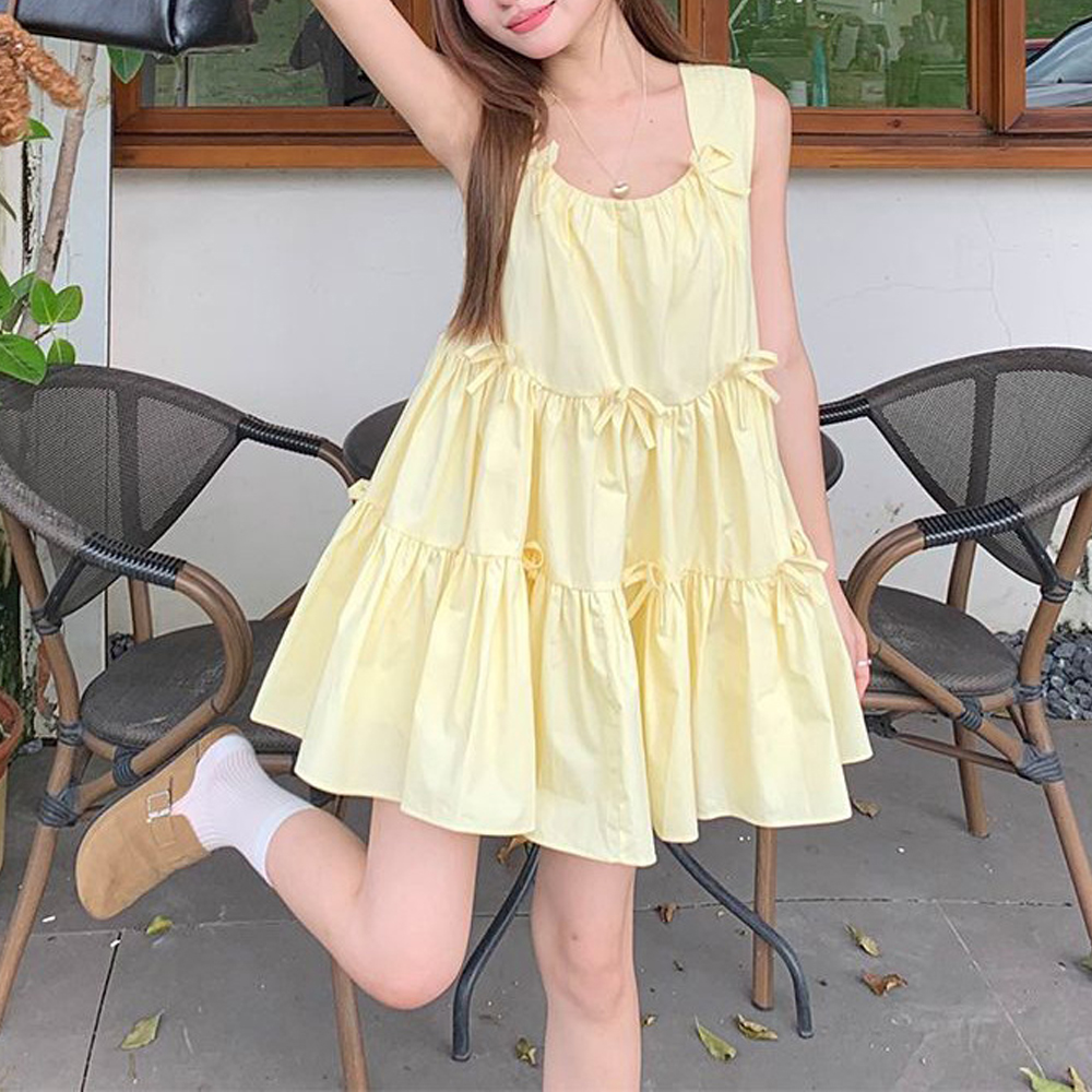 더시럽 여성용 리본 보타이 캉캉 나시 미니 원피스 24,560원