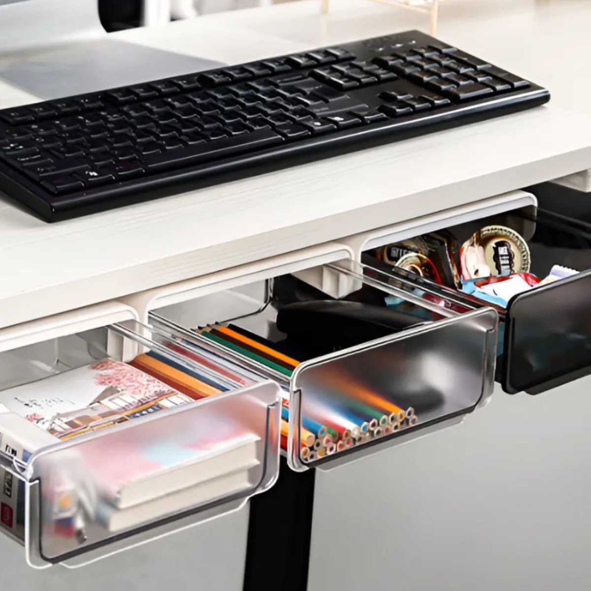 가지런 책상밑 부착식 히든서랍 책상정리, 2개, 화이트 10,500원