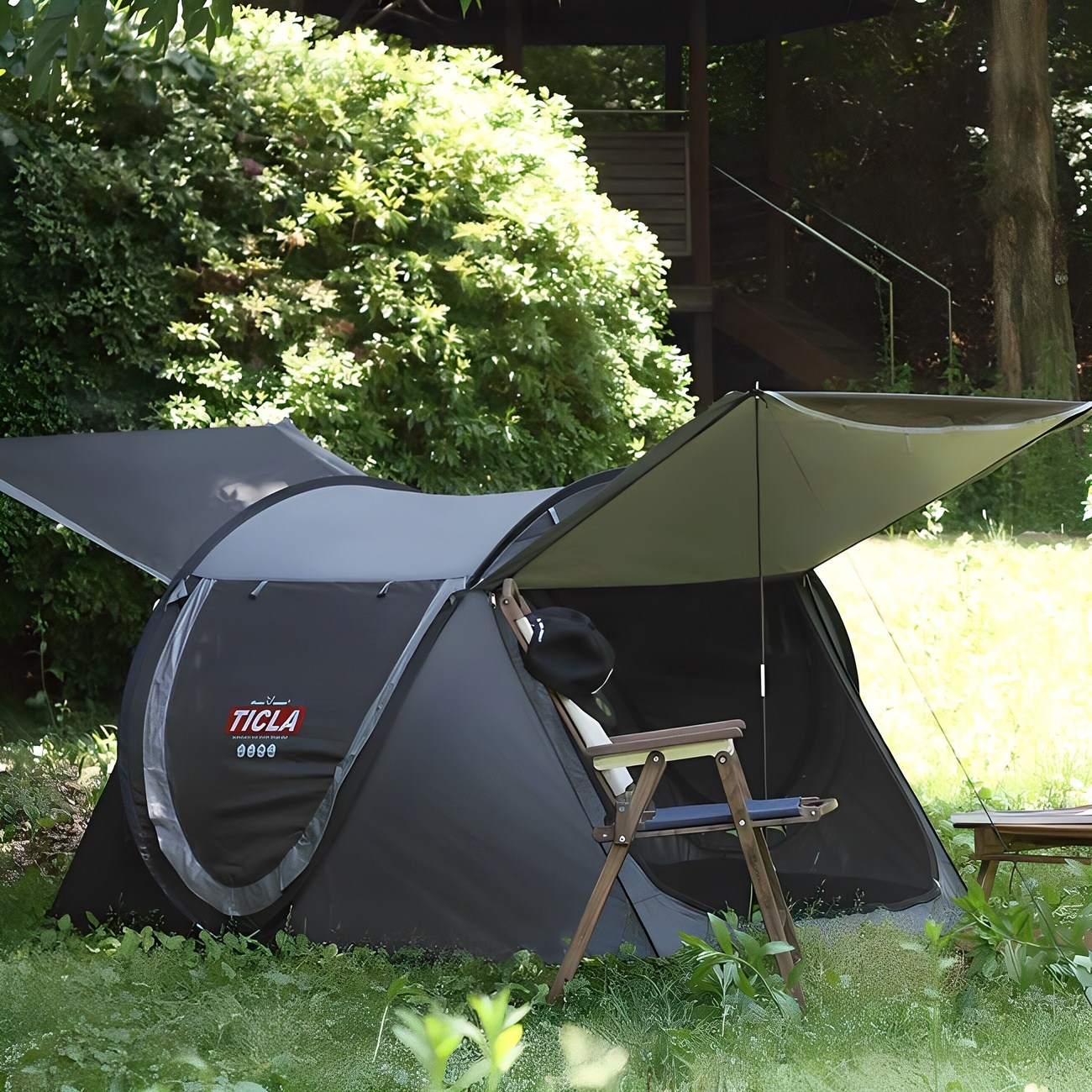 빈슨메시프 티클라 원터치 캐노피 텐트 오페라스위트 + 폴대2p, 그레이, 4인용 39,560원