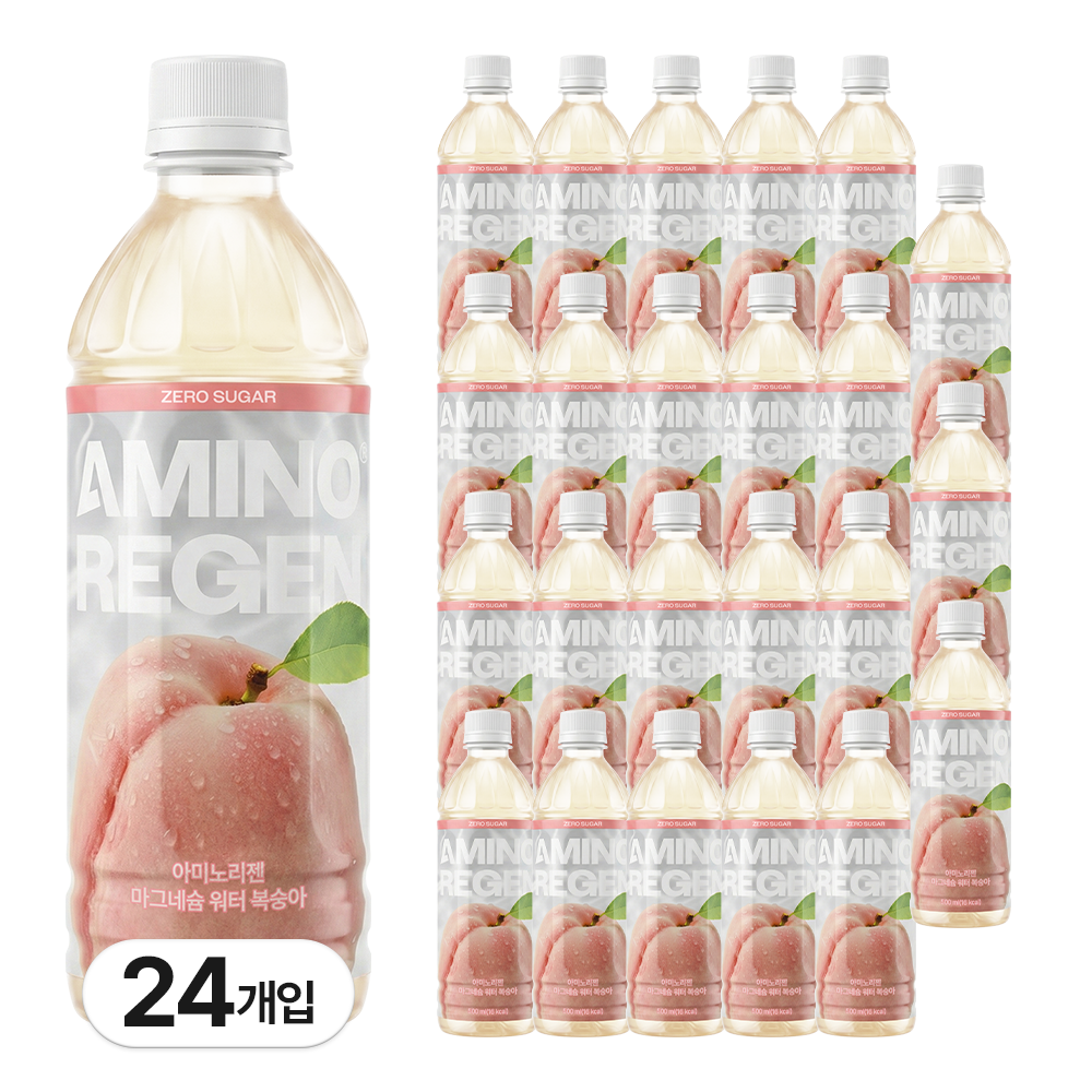 아미노리젠 마그네슘 워터 제로슈거 아미노산 복숭아맛 이온 음료, 24개, 500ml 29,900원